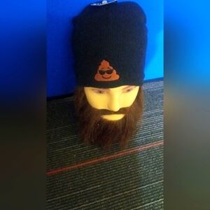 Black Beanie with Orange Emoji Design
